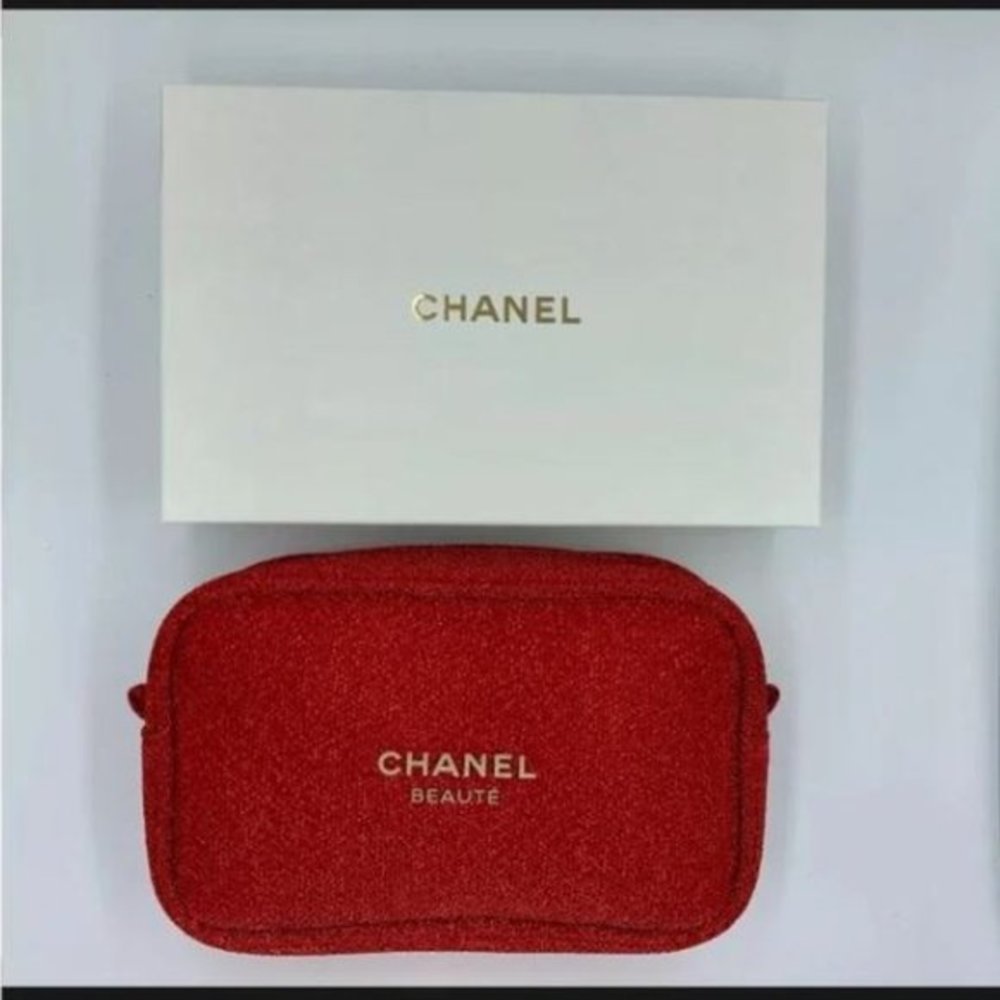 Brand New Chanel Red Cosmetic Bag with Box - Picture 3 of 7